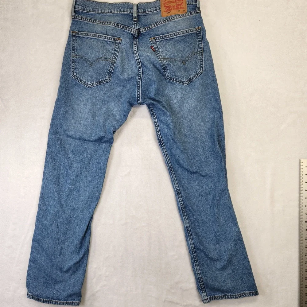 Levis‎ 505 Regular Fit Mens Blue Jeans Medium Wash 32x29 00505-2912 Distressed